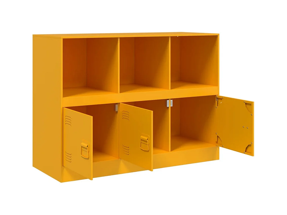 Aparador buffet cómoda armario mueble organizador cocina salón salón amarillo mostaza 99 x 39 x 73 cm acero Amarillo 02_0035713