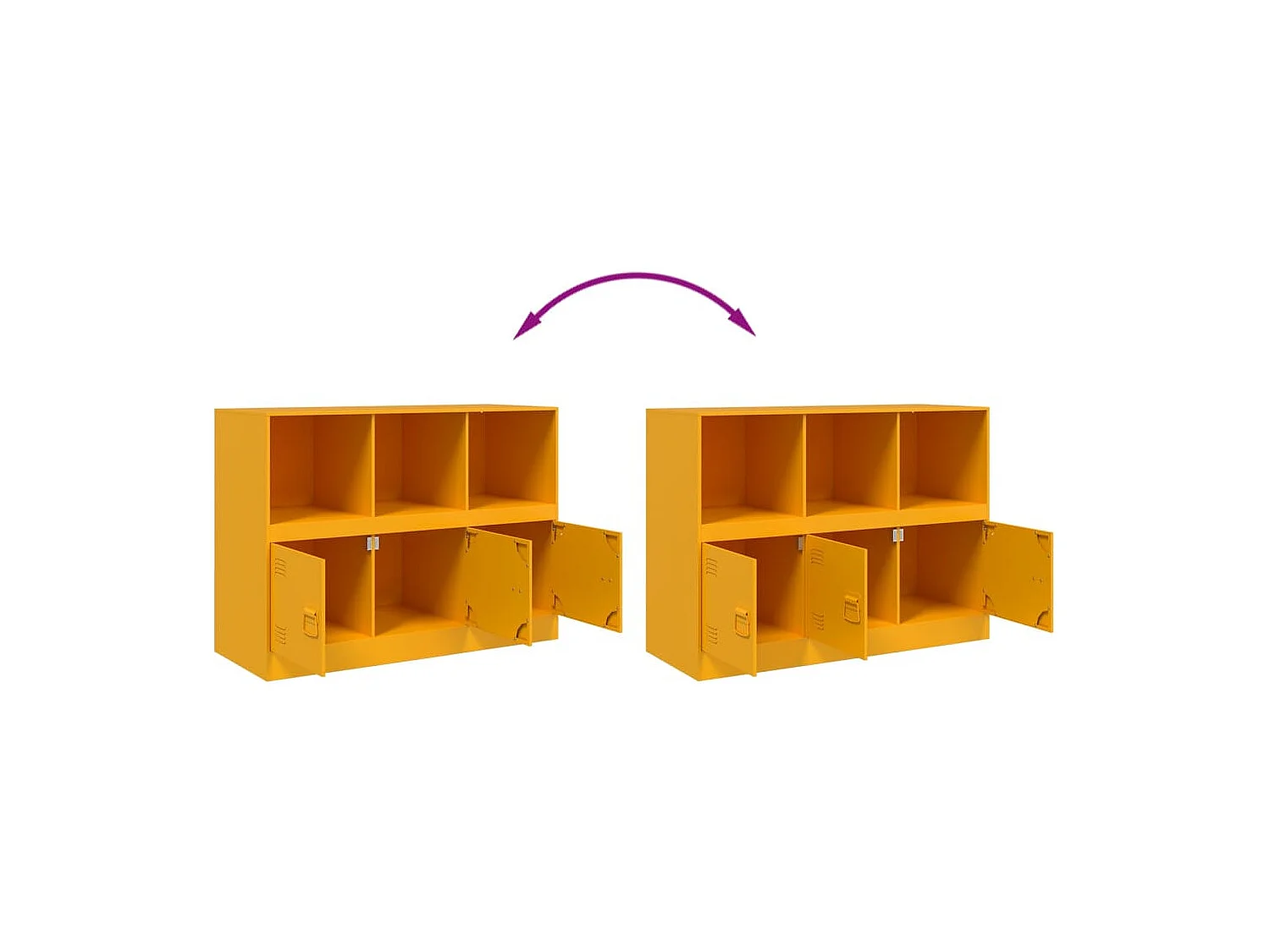 Aparador buffet cómoda armario mueble organizador cocina salón salón amarillo mostaza 99 x 39 x 73 cm acero Amarillo 02_0035713