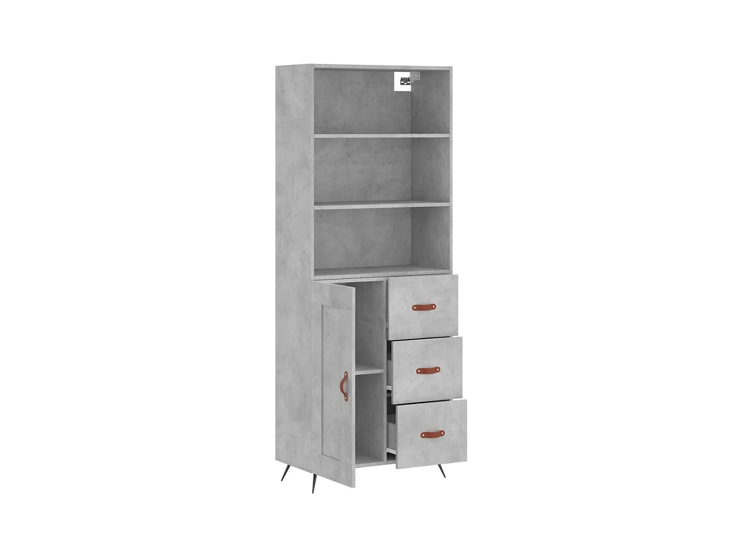 Credenza buffet cassettiera mobile contenitore organizer cucina soggiorno soggiorno alto 69,5 x 34 x 180 cm derivati ​​del legno grigio 02_0034662