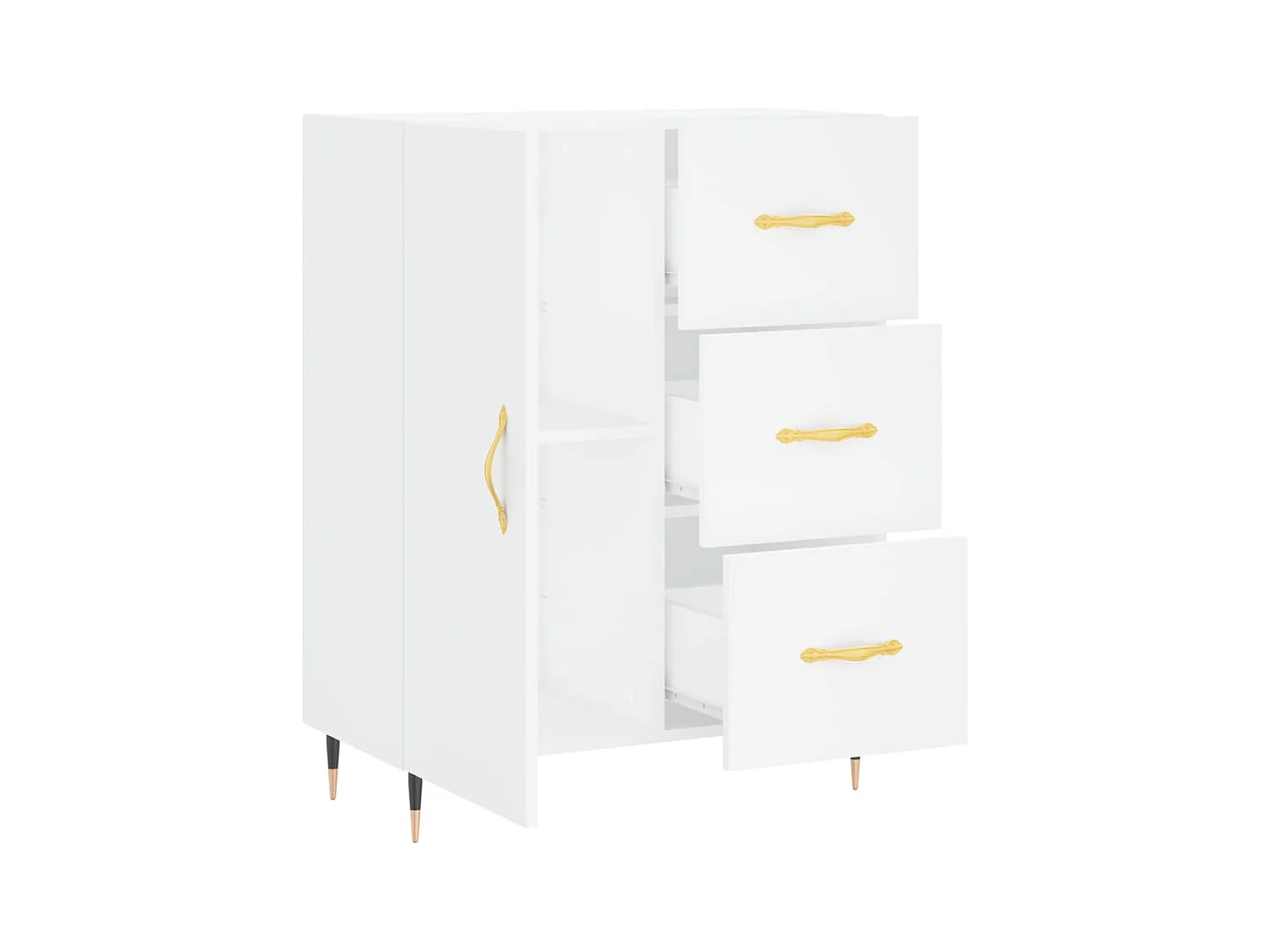 Aparador buffet cómoda mueble mueble de almacenaje organizador cocina salón salón 69,5 x 34 x 90 cm madera contrachapada blanco 02_0030434