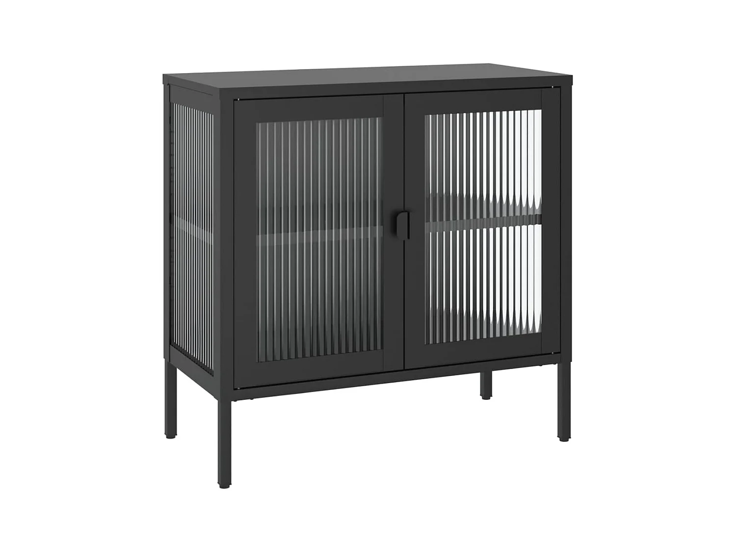 Aparador buffet cómoda mueble almacenaje organizador cocina salón salón 70 x 35 x 70 cm cristal y acero negro 02_0036107