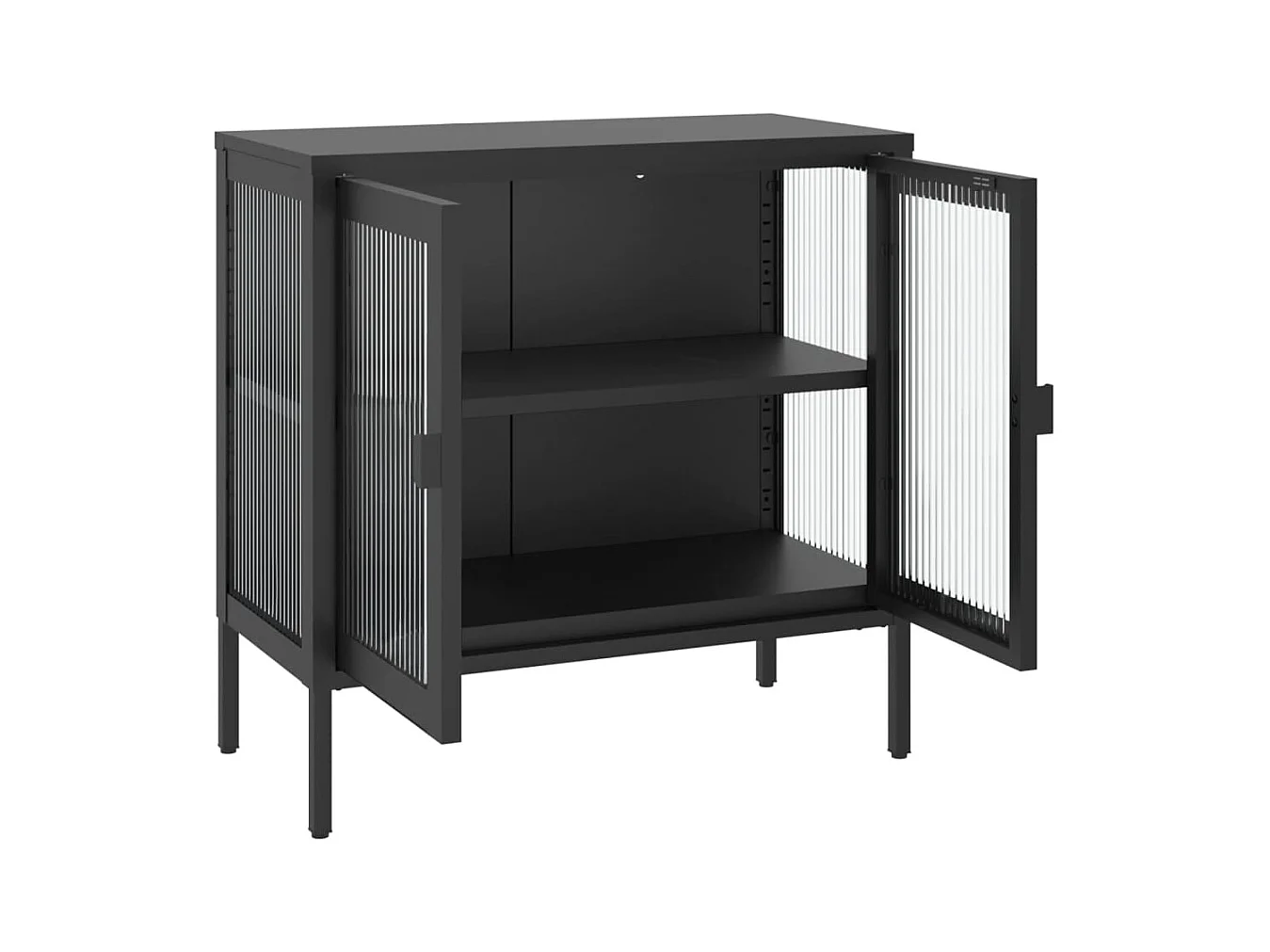 Aparador buffet cómoda mueble almacenaje organizador cocina salón salón 70 x 35 x 70 cm cristal y acero negro 02_0036107