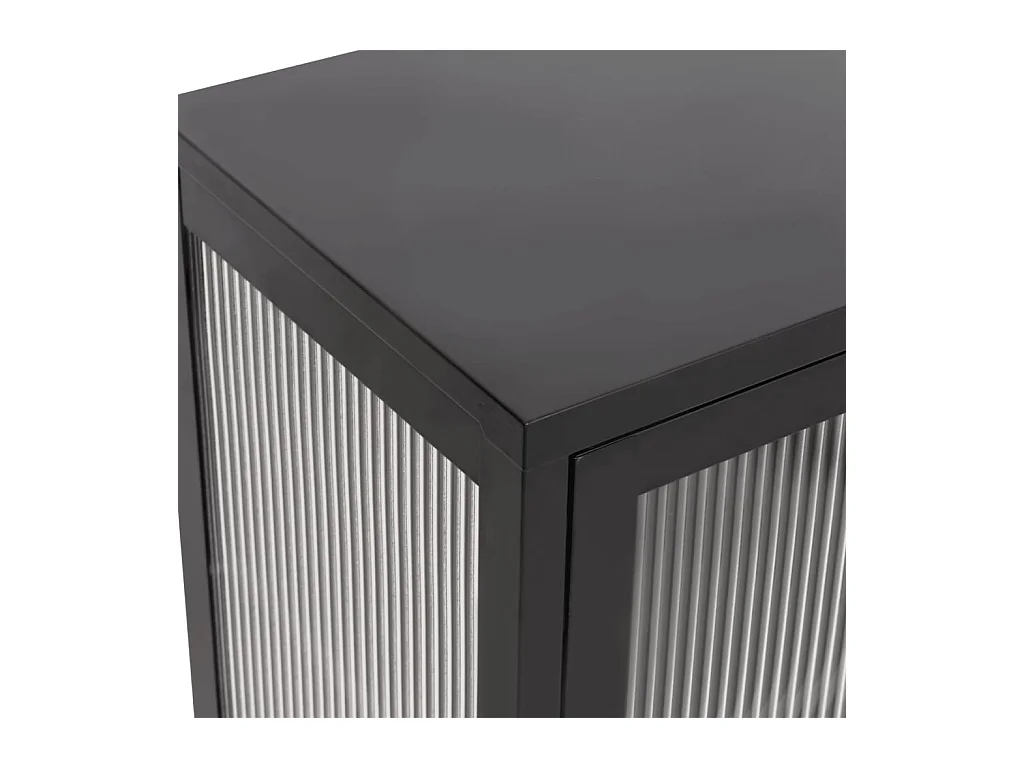 Aparador buffet cómoda mueble almacenaje organizador cocina salón salón 70 x 35 x 70 cm cristal y acero negro 02_0036107