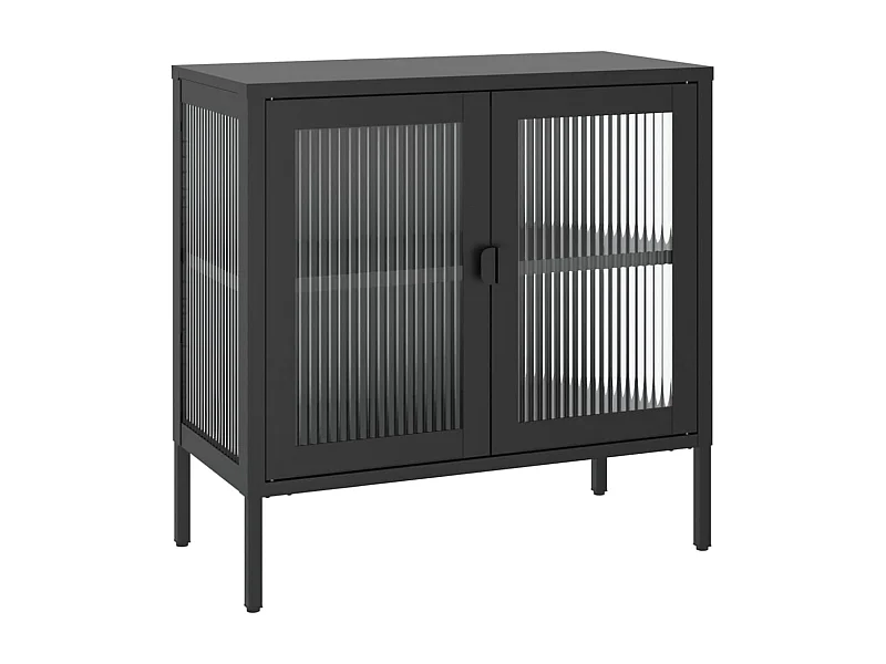 Aparador buffet cómoda mueble almacenaje organizador cocina salón salón 70 x 35 x 70 cm cristal y acero negro 02_0036107