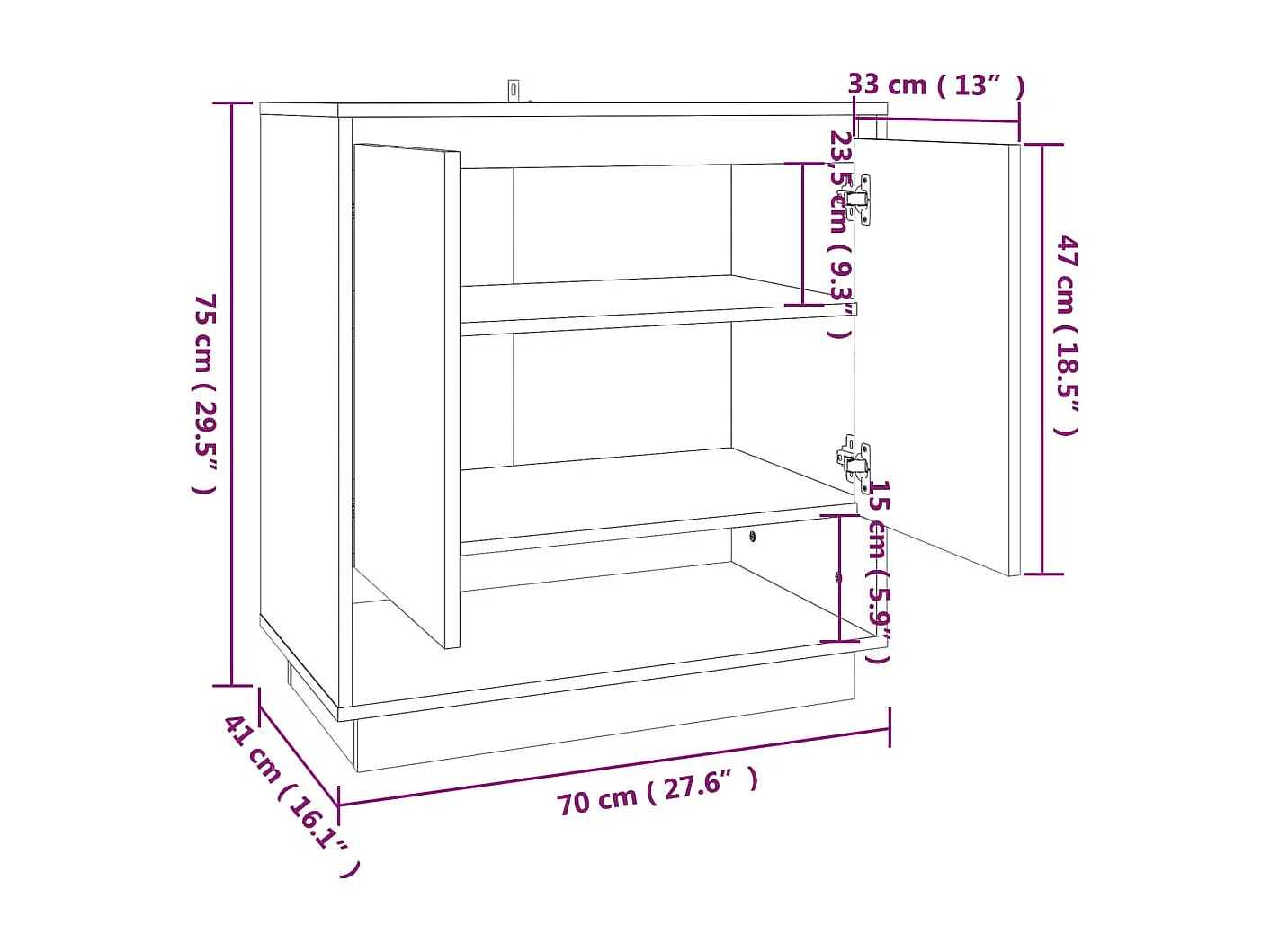 Credenza buffet cassettiera mobile contenitore organizer cucina soggiorno soggiorno Sonoma 70 x 41 x 75 cm derivati ​​del legno marrone 02_0031706