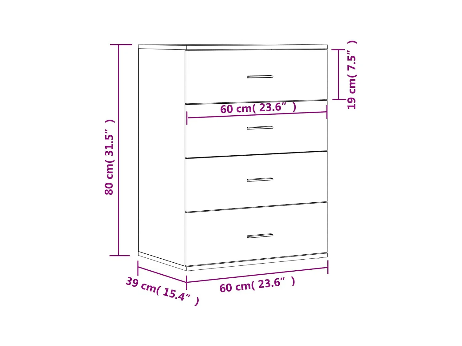 Aparador buffet cómoda armario unidad de almacenamiento organizador cocina salón salón juego de 2 60 x 39 x 80 cm madera contrachapada gris 02_0036867