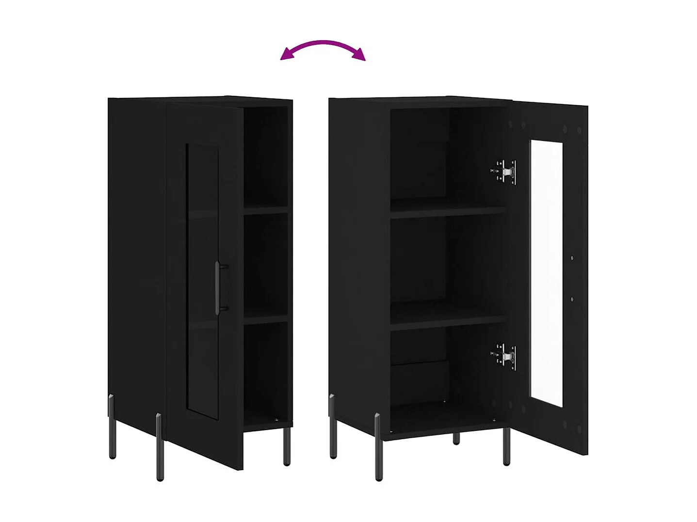 Aparador buffet cómoda armario mueble organizador cocina salón salón 34,5 x 34 x 90 cm madera contrachapada negra 02_0035895