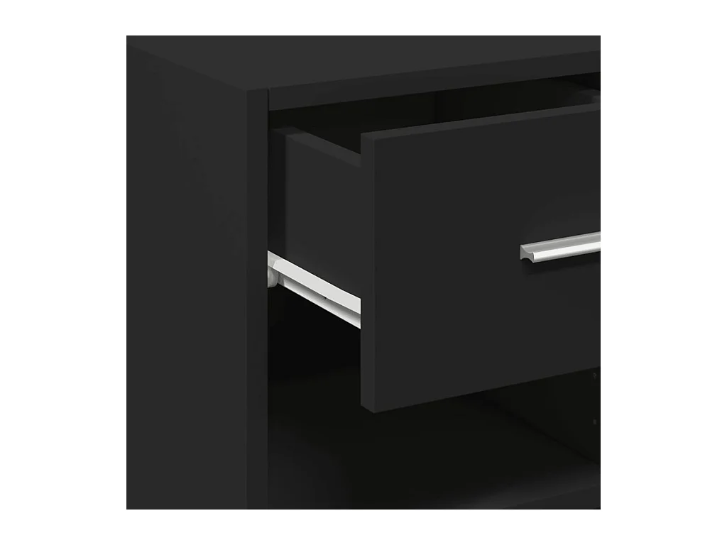 Buffet aparador cômoda armário unidade de armazenamento organizador cozinha sala de estar 45 x 42,5 x 93 cm madeira trabalhada preta 02_0035948