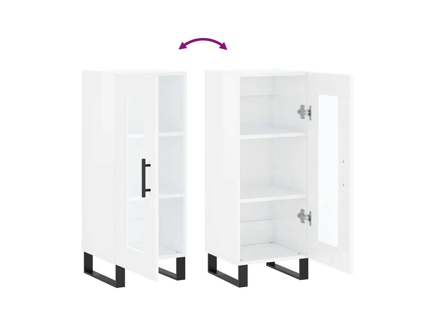 Credenza buffet cassettiera mobile contenitore organizer cucina soggiorno lucido 34,5 x 34 x 90 cm derivati ​​del legno bianco 02_0030631
