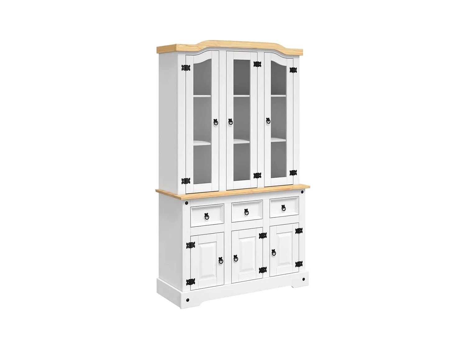 Aparador cómoda cómoda mueble almacenaje organizador cocina salón salón alto Corona 112 x 43 x 196 cm madera maciza pino mexicano blanco 02_0034220