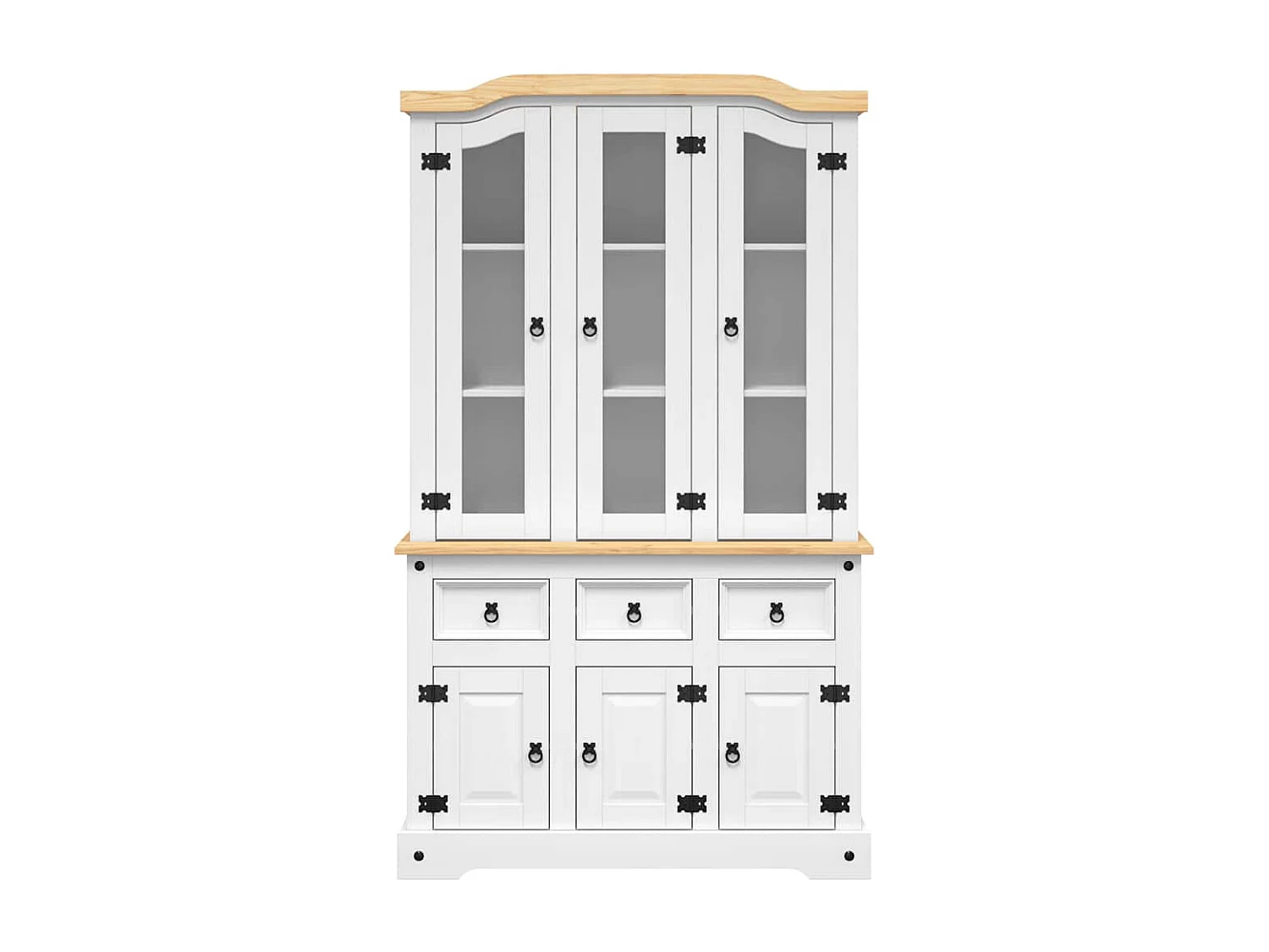 Aparador cômoda armário armário organizador cozinha sala sala alta Corona 112 x 43 x 196 cm madeira maciça pinho mexicain branco 02_0034220