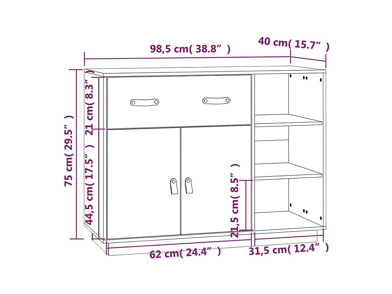 bahut commode armoire bois marron 98.5 x 40 x 75 cm 02_0031811