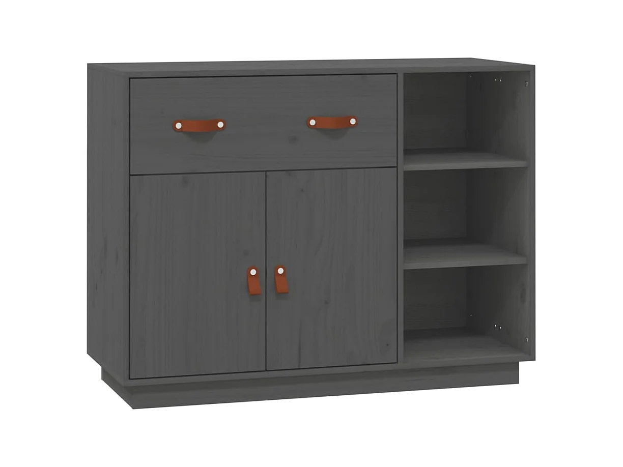 Credenza buffet cassettiera mobile contenitore organizer cucina soggiorno soggiorno 98,5 x 40 x 75 cm legno massello di pino grigio 02_0031811