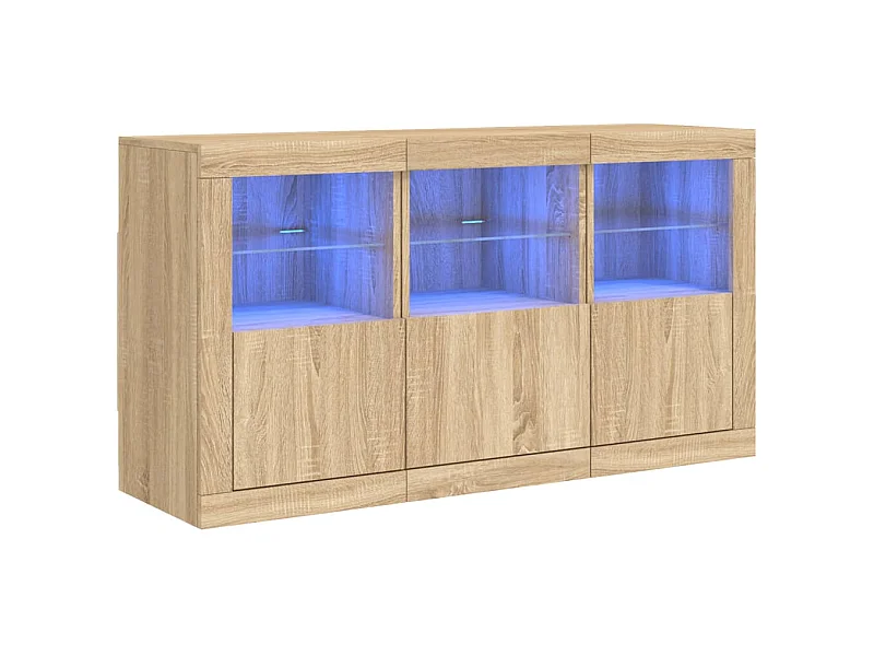 Aparador buffet cómoda armario mueble organizador cocina salón salón con luces LED sonoma 123 x 37 x 67 cm marrón 02_0029936