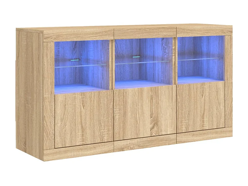 Buffet aparador cômoda armário organizador de unidade cozinha sala sala com luzes LED sonoma 123 x 37 x 67 cm marrom 02_0029936