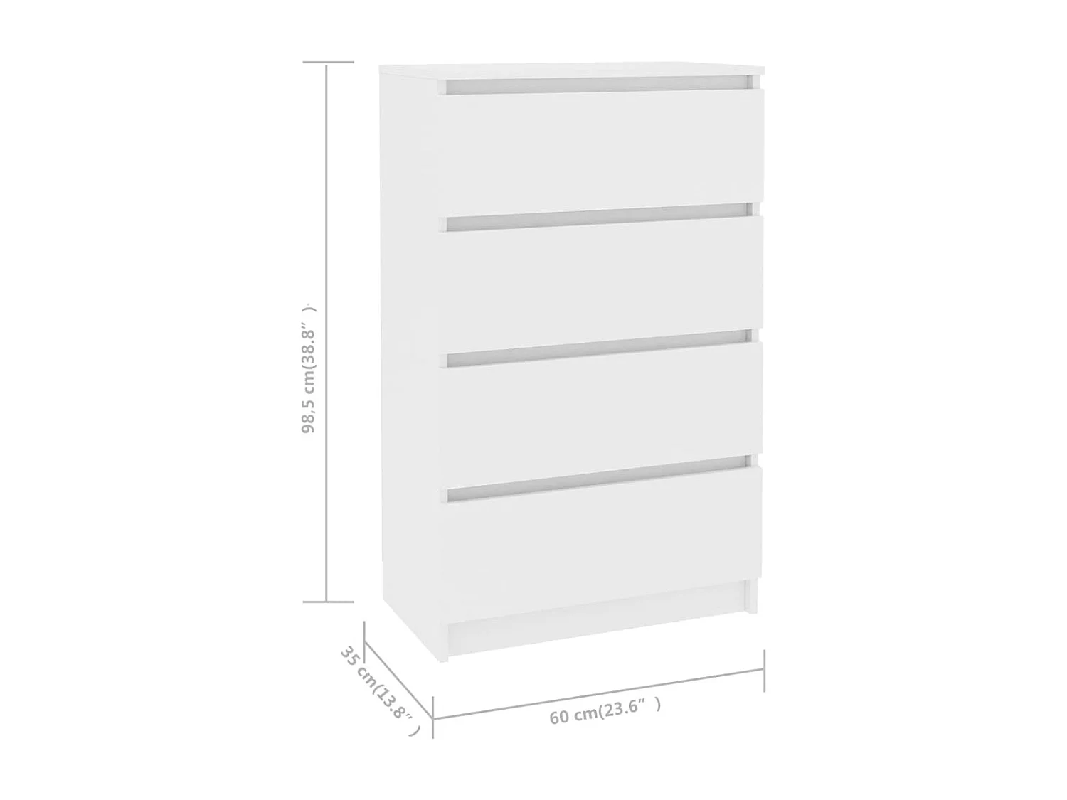 Credenza buffet cassettiera mobile contenitore organizer cucina soggiorno soggiorno 60 x 35 x 98,5 cm derivati ​​del legno bianco 02_0030374