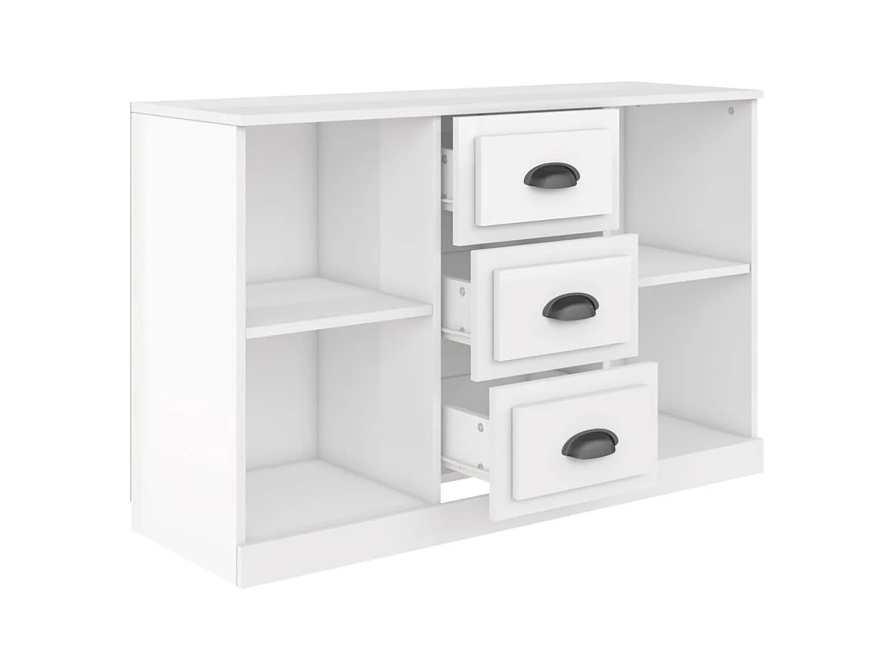 Credenza buffet cassettiera mobile contenitore organizer cucina soggiorno lucido 104,5 x 35,5 x 67,5 cm derivati ​​del legno bianco 02_0030565