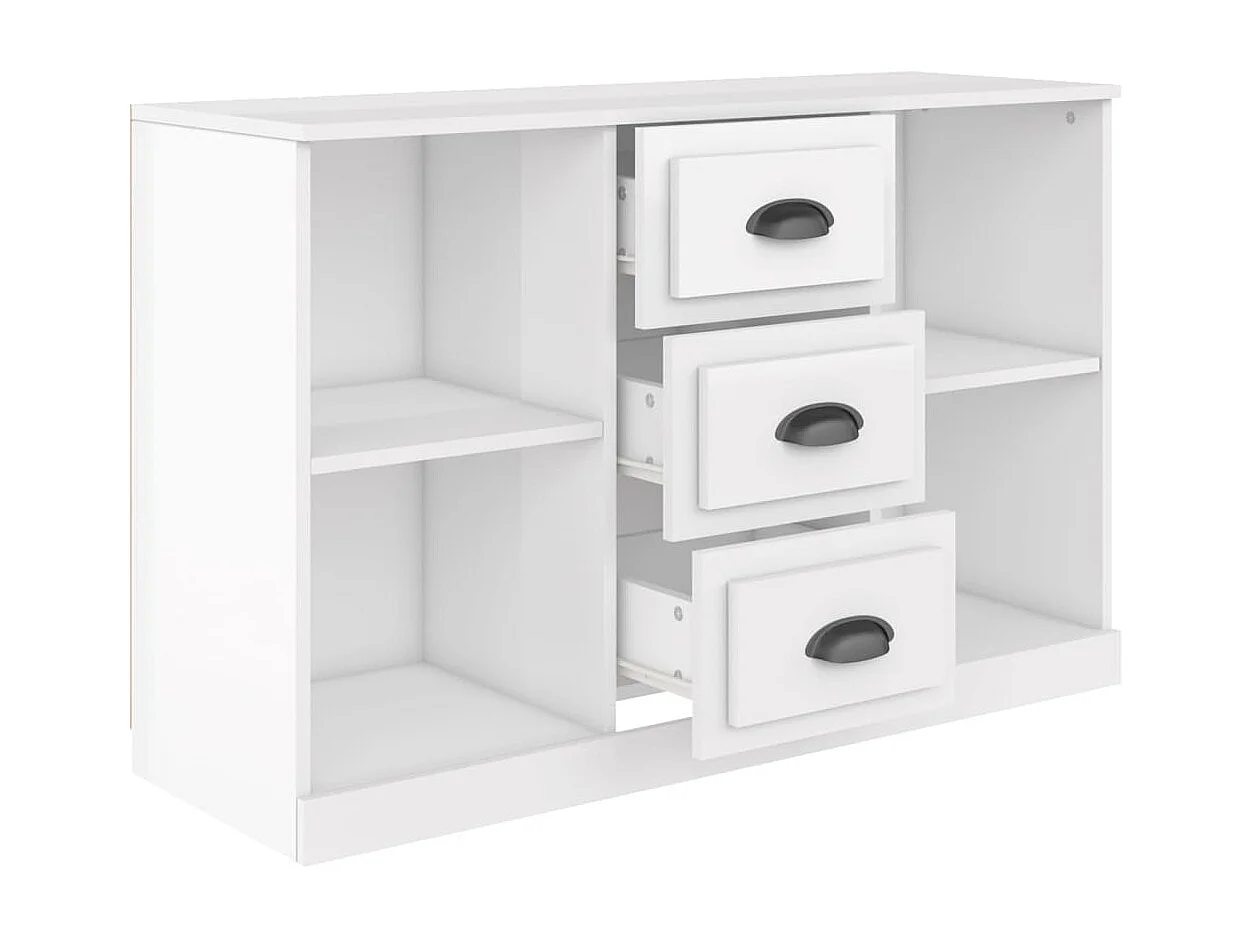 Credenza buffet cassettiera mobile contenitore organizer cucina soggiorno lucido 104,5 x 35,5 x 67,5 cm derivati ​​del legno bianco 02_0030565