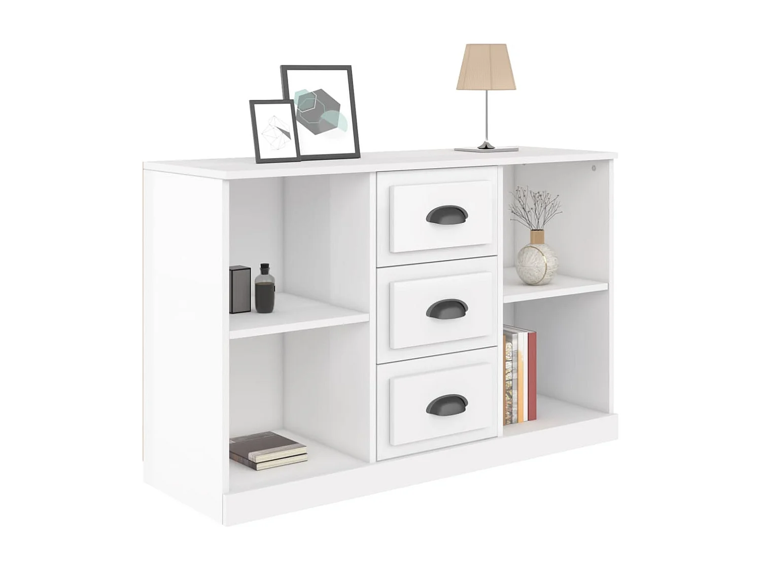 Credenza buffet cassettiera mobile contenitore organizer cucina soggiorno lucido 104,5 x 35,5 x 67,5 cm derivati ​​del legno bianco 02_0030565