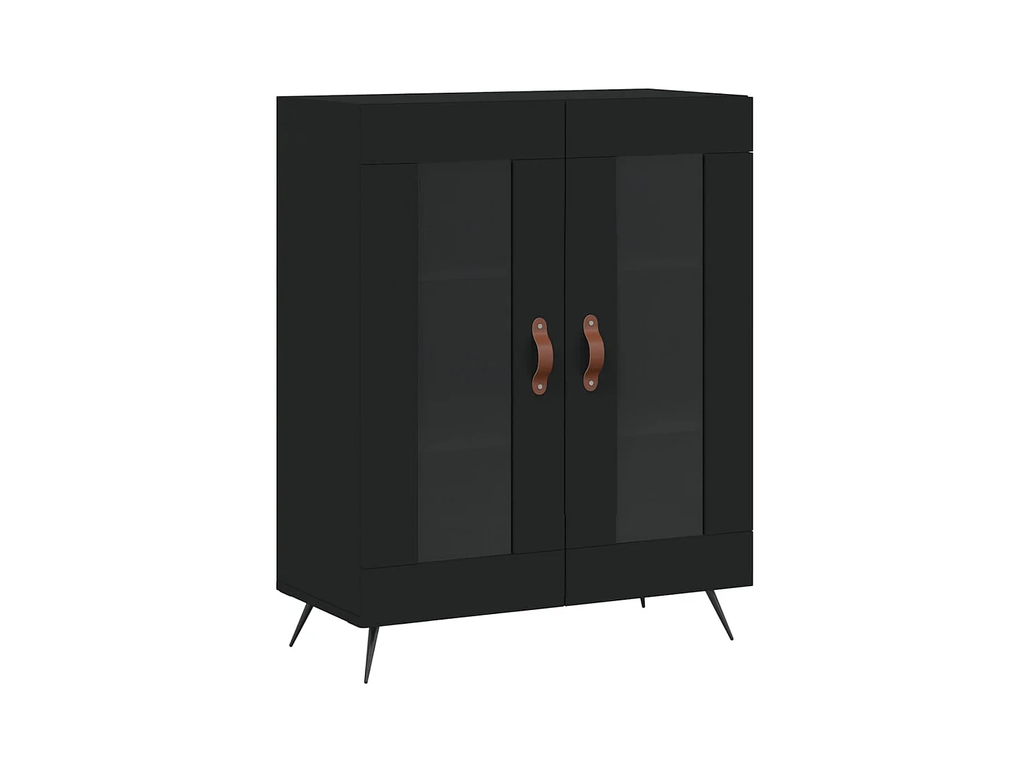 Aparador buffet cómoda armario mueble organizador cocina salón salón alto 69,5 x 34 x 180 cm madera contrachapada negra 02_0035007