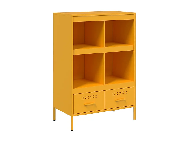 Aparador buffet cómoda armario mueble organizador cocina salón salón alto amarillo mostaza 68 x 39 x 101,5 cm acero amarillo 02_0034735
