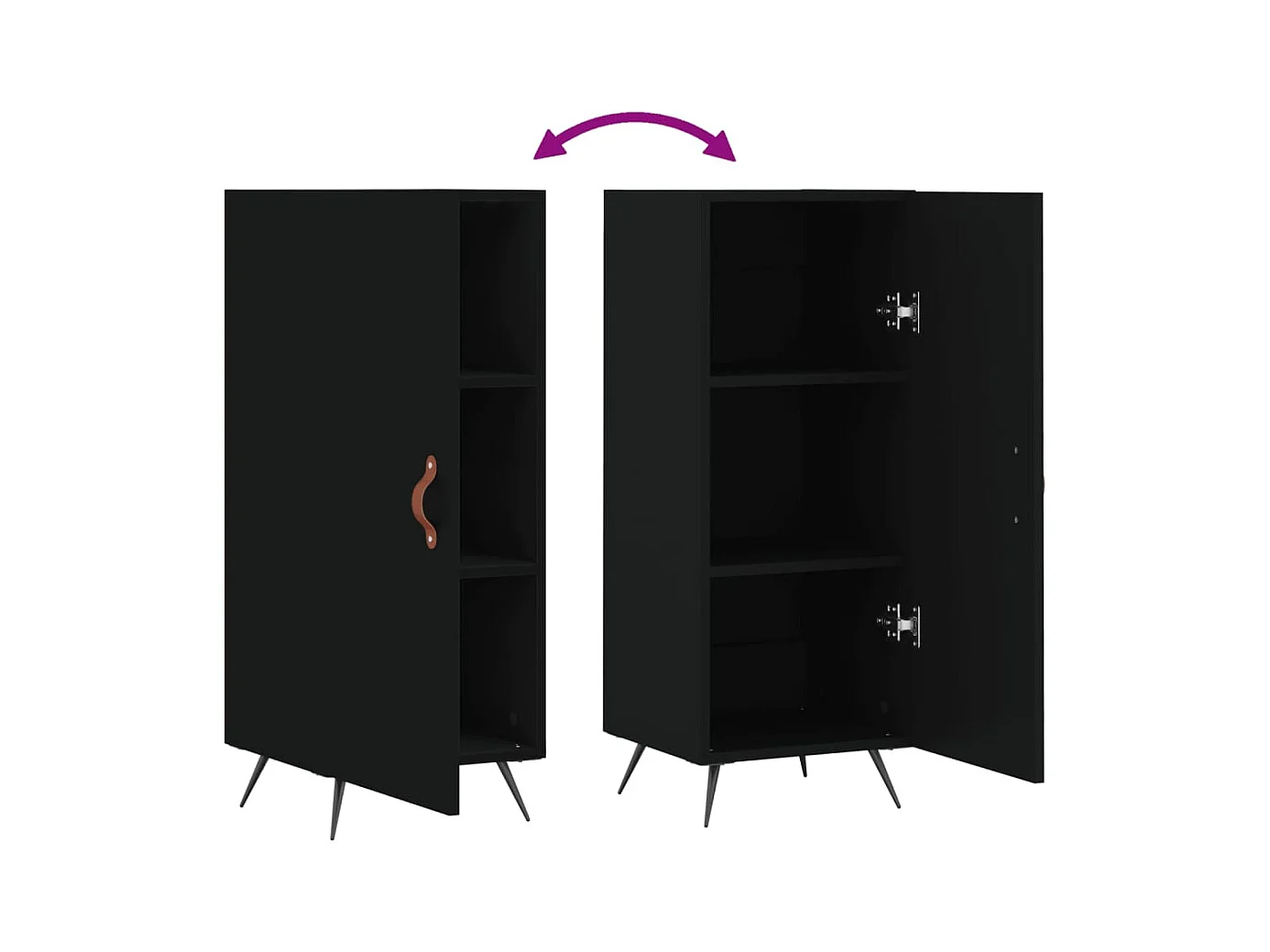 Aparador buffet cómoda mueble mueble de almacenamiento organizador cocina salón salón 34,5 x 34 x 90 cm madera contrachapada negra 02_0035890