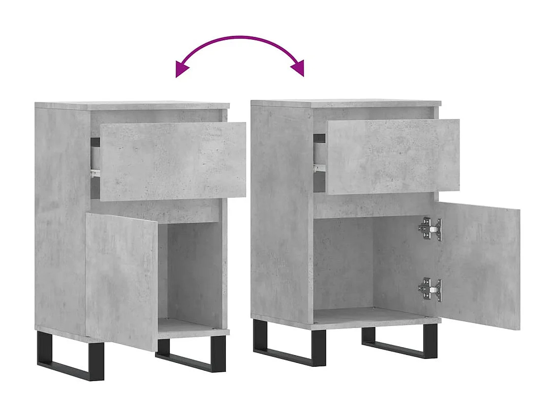 Buffet aparador cômoda armário unidade de armazenamento organizador cozinha sala salas conjunto de 2 40 x 35 x 70 cm madeira trabalhada cinza 02_0036848