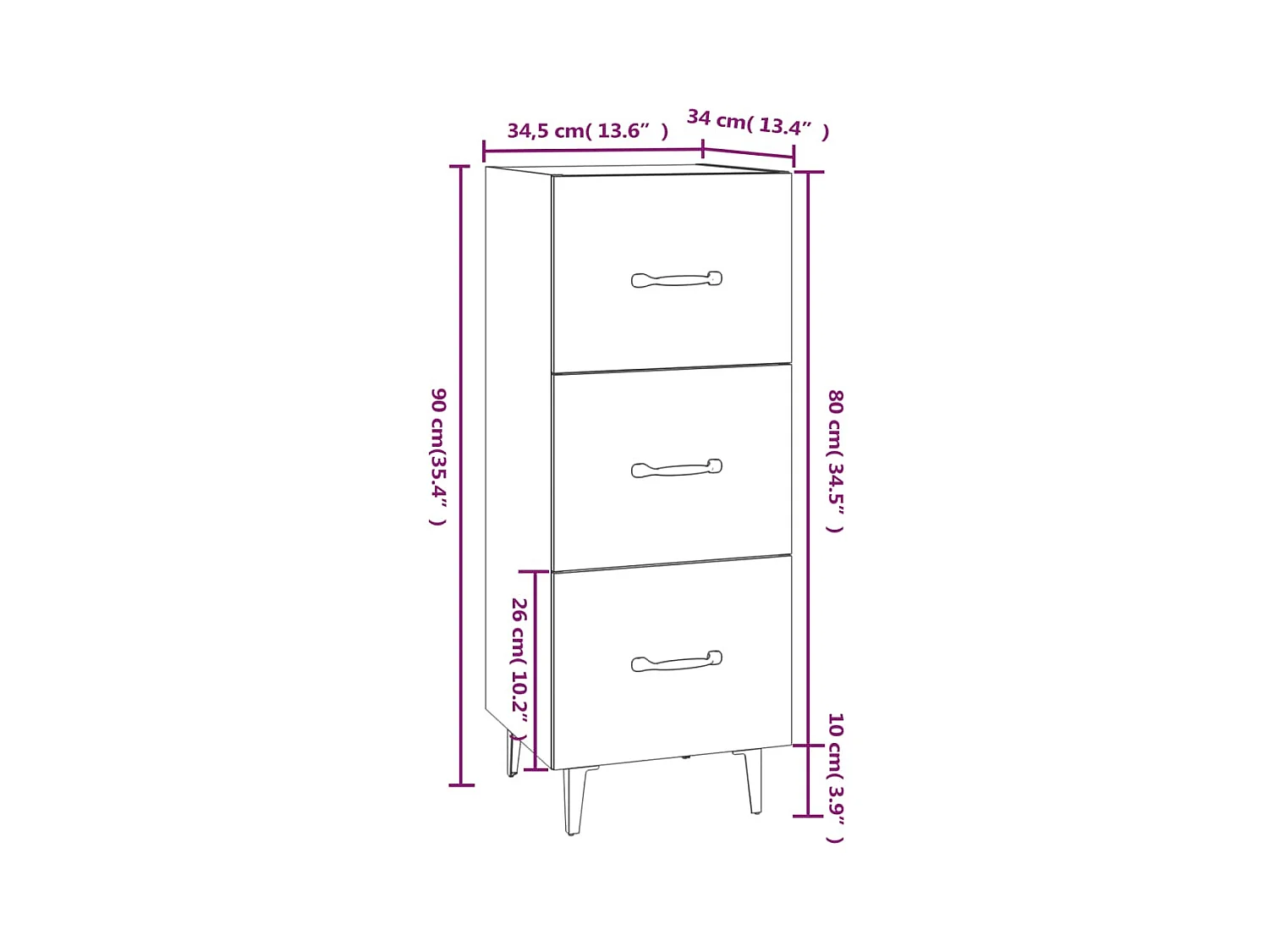 bahut commode armoire bois marron 34.5 x 34 x 90 cm 02_0035880