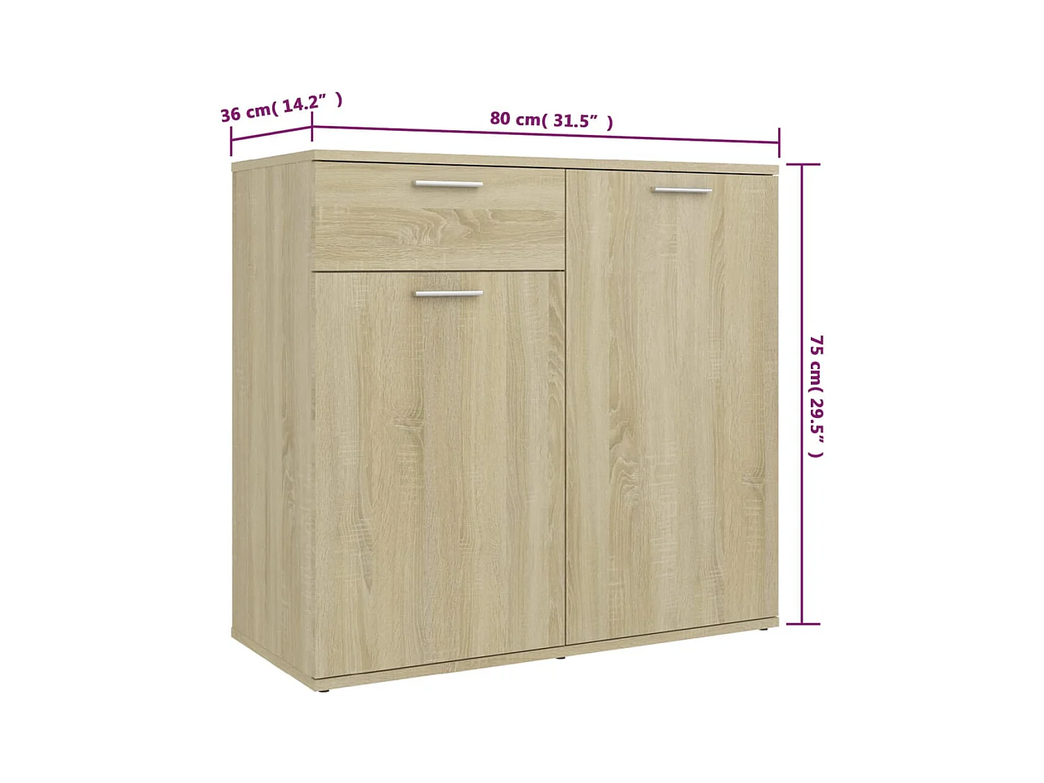 Aparador aparador cómoda armario mueble organizador cocina salón salón Sonoma 160 x 36 x 75 cm madera contrachapada marrón 02_0031497