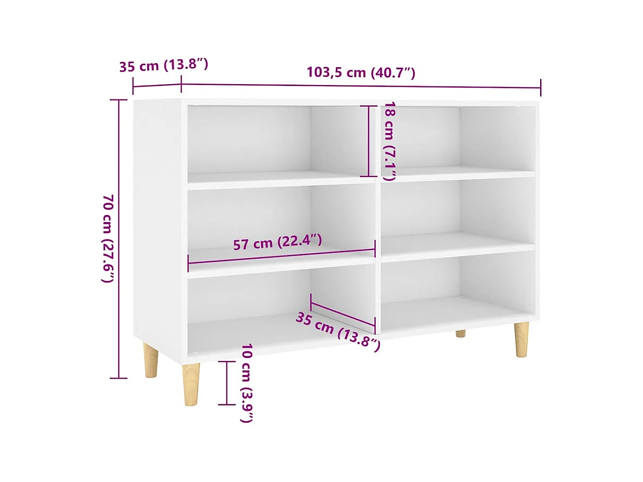 bahut commode armoire bois blanche 103.5 x 35 x 70 cm 02_0030181