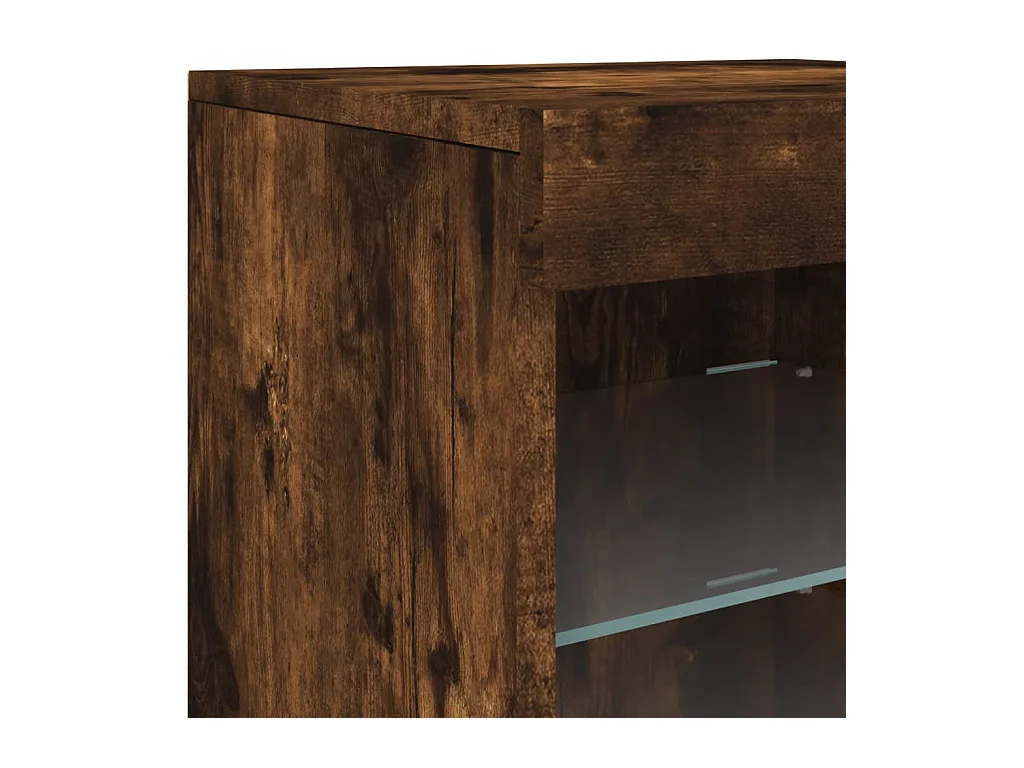 Aparador cômoda armário armário organizador cozinha sala sala com luzes LED 41 x 37 x 67 cm marrom 02_0029886