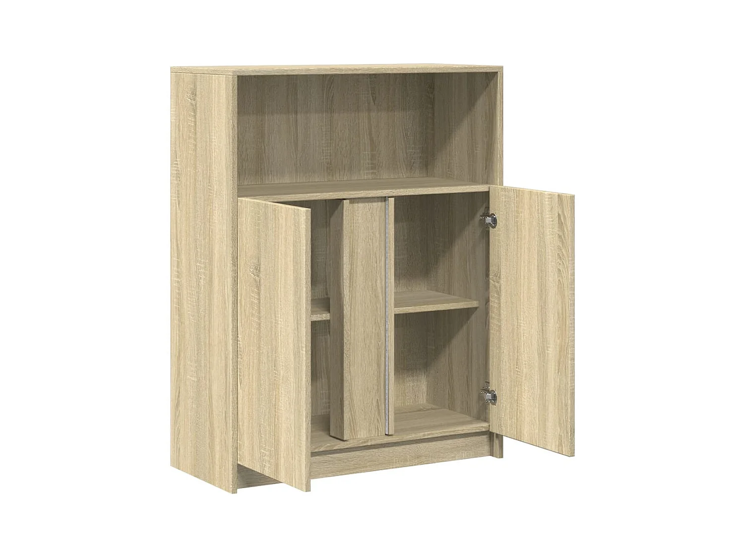 Buffet aparador cômoda armário organizador de unidade cozinha sala sala com Sonoma LED 77 x 34 x 100 cm madeira trabalhada marrom 02_0029799