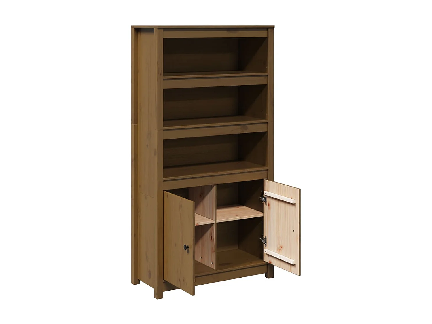 Aparador cómoda cómoda armario mueble organizador cocina salón salón alto 80 x 35 x 154 cm madera maciza de pino marrón 02_0034759