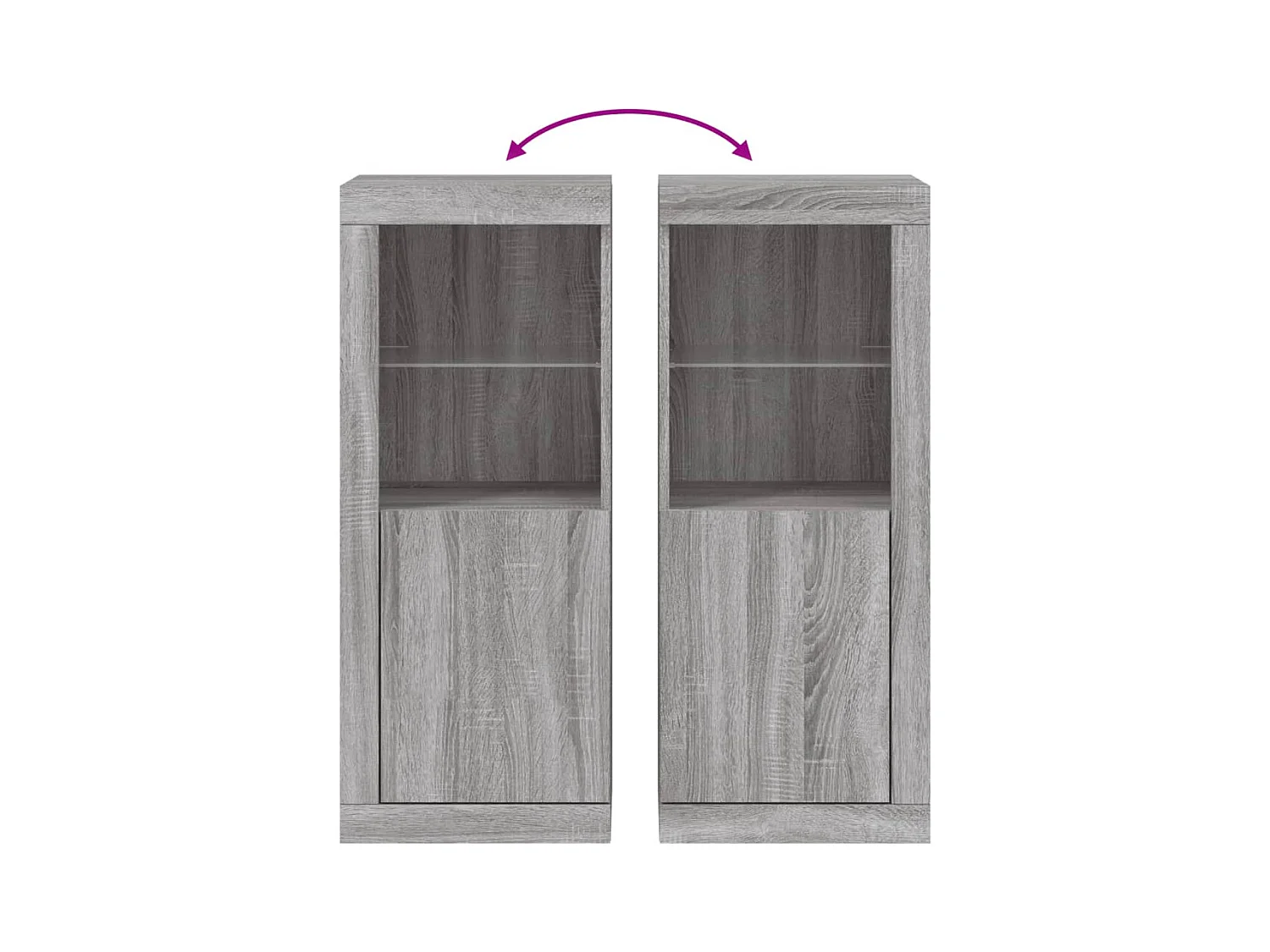 Credenza buffet cassettiera mobile contenitore organizer cucina soggiorno soggiorno con luci a LED sonoma 41 x 37 x 100 cm grigio 02_0030072