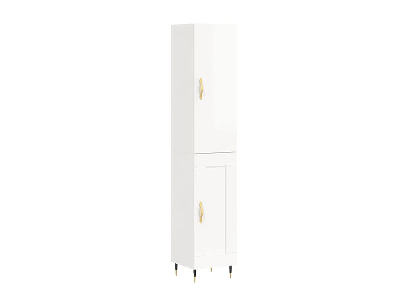 Aparador cómoda cómoda armario mueble organizador cocina salón salón alto brillo 34,5 x 34 x 180 cm madera contrachapada blanco 02_0032821