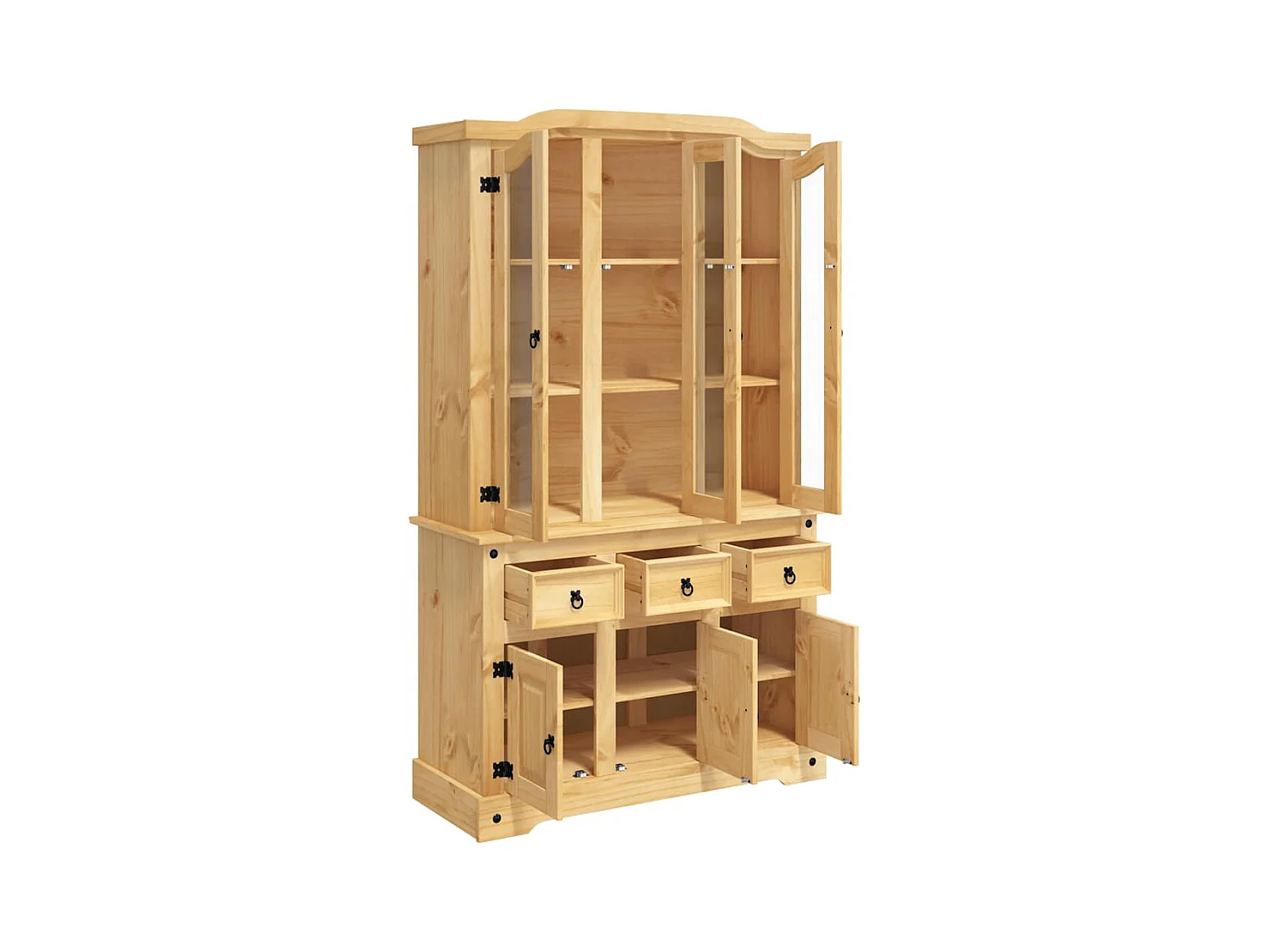 Credenza cassettiera cassettiera mobile contenitore organizer cucina soggiorno Corona 112 x 43 x 196 cm legno massello pino messicano marrone 02_0031748