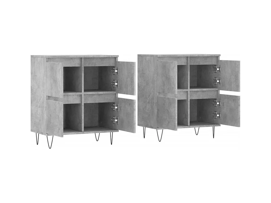 Credenza buffet cassettiera mobile contenitore organizer cucina soggiorno soggiorni set da 2 pannelli in derivati ​​del legno grigio 02_0036876