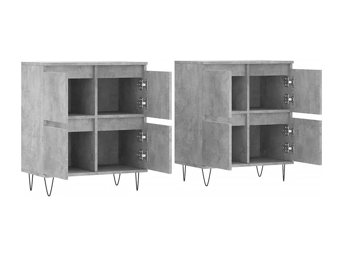 Credenza buffet cassettiera mobile contenitore organizer cucina soggiorno soggiorni set da 2 pannelli in derivati ​​del legno grigio 02_0036876