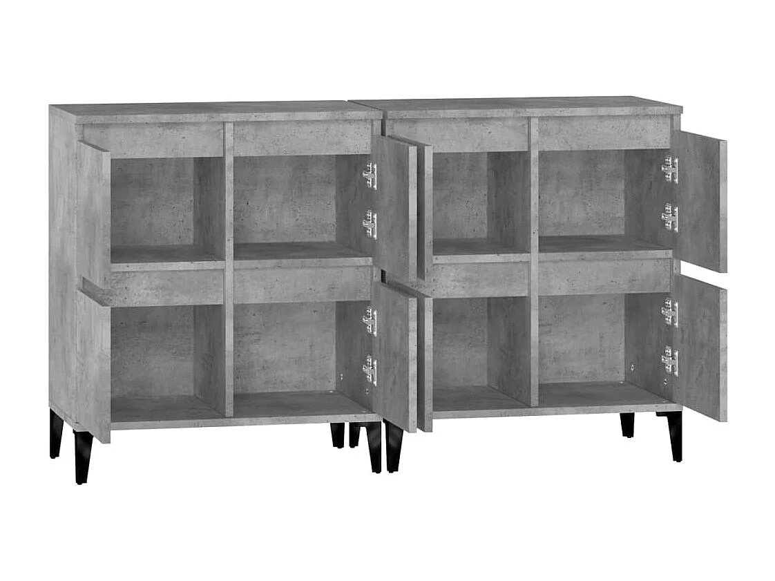 Buffet aparador cômoda armário unidade de armazenamento organizador cozinha sala salas conjunto de 2 60 x 35 x 70 cm madeira trabalhada cinza 02_0036864
