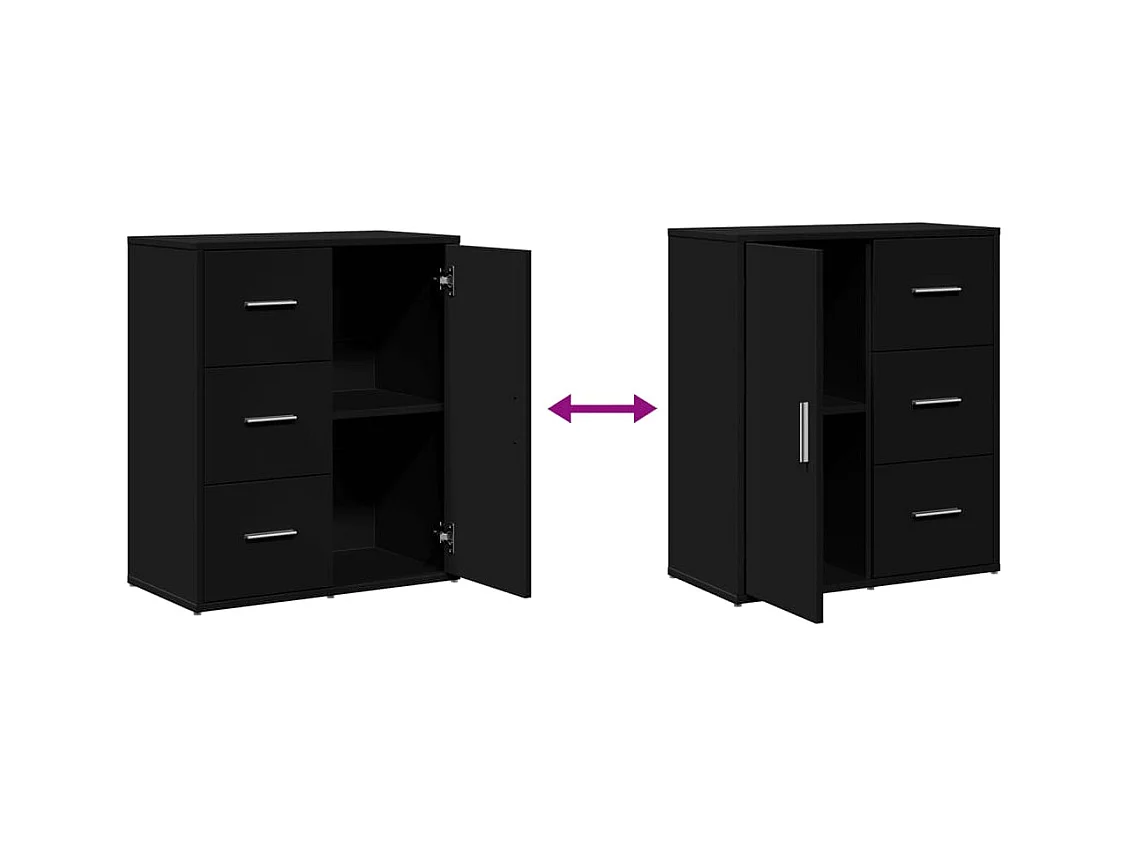 Credenza buffet cassettiera mobile contenitore organizer cucina soggiorno soggiorni set da 2 60 x 31 x 70 cm multistrato nero 02_0036915