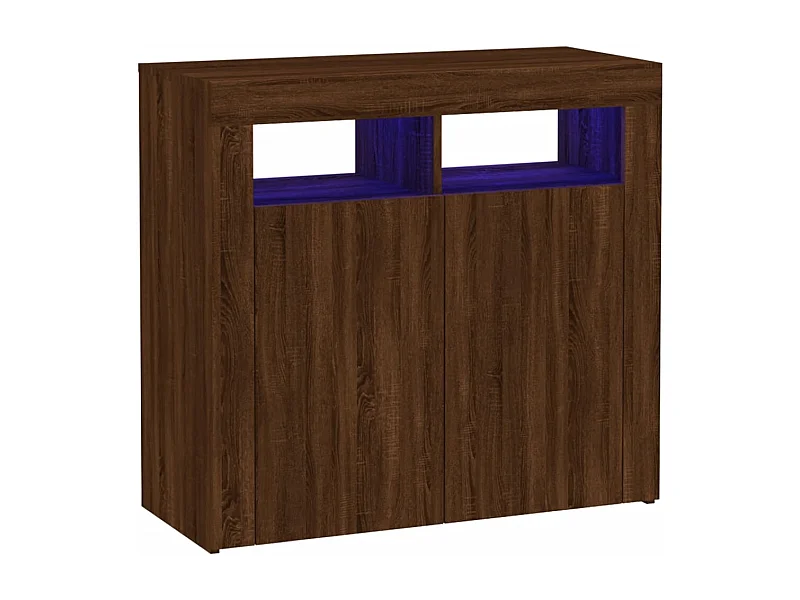 Aparador buffet cômoda armário organizador cozinha sala sala com luzes LED 80 x 35 x 75 cm marrom 02_0029930