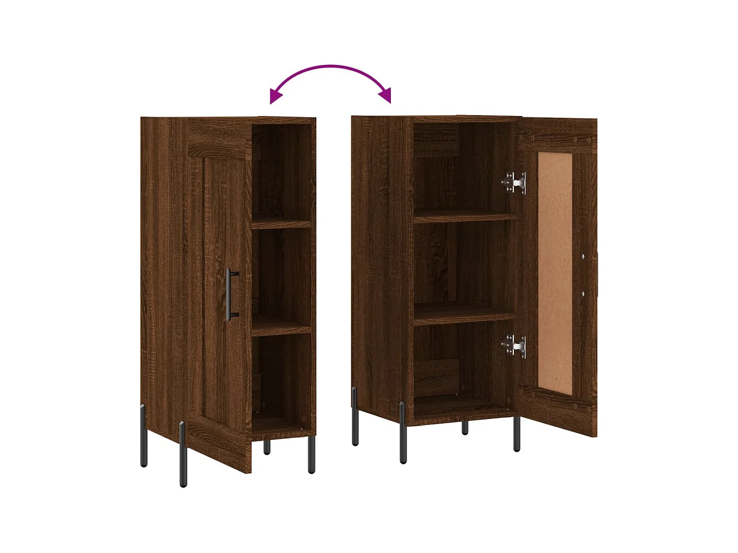 Buffet aparador cômoda armário unidade de armazenamento organizador cozinha sala de estar 34,5 x 34 x 90 cm madeira trabalhada marrom 02_0031233