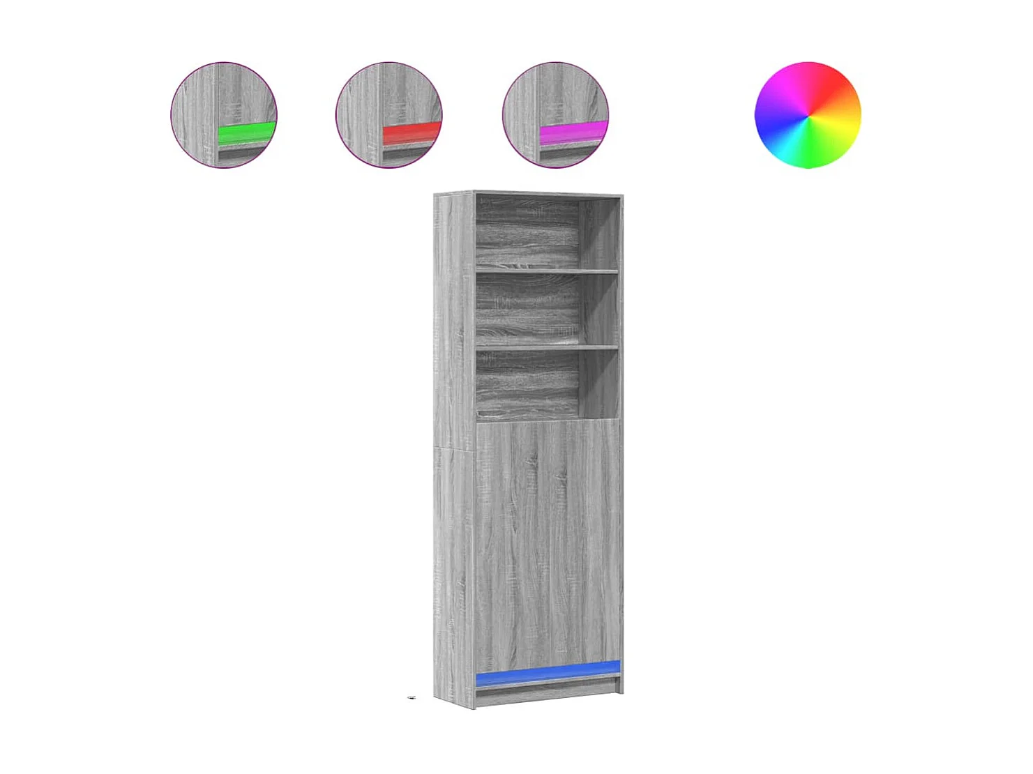 Credenza cassettiera cassettiera mobile contenitore organizer cucina soggiorno soggiorno alto LED sonoma 69 x 32,5 x 200 cm pannelli compositi grigio 02_0034748