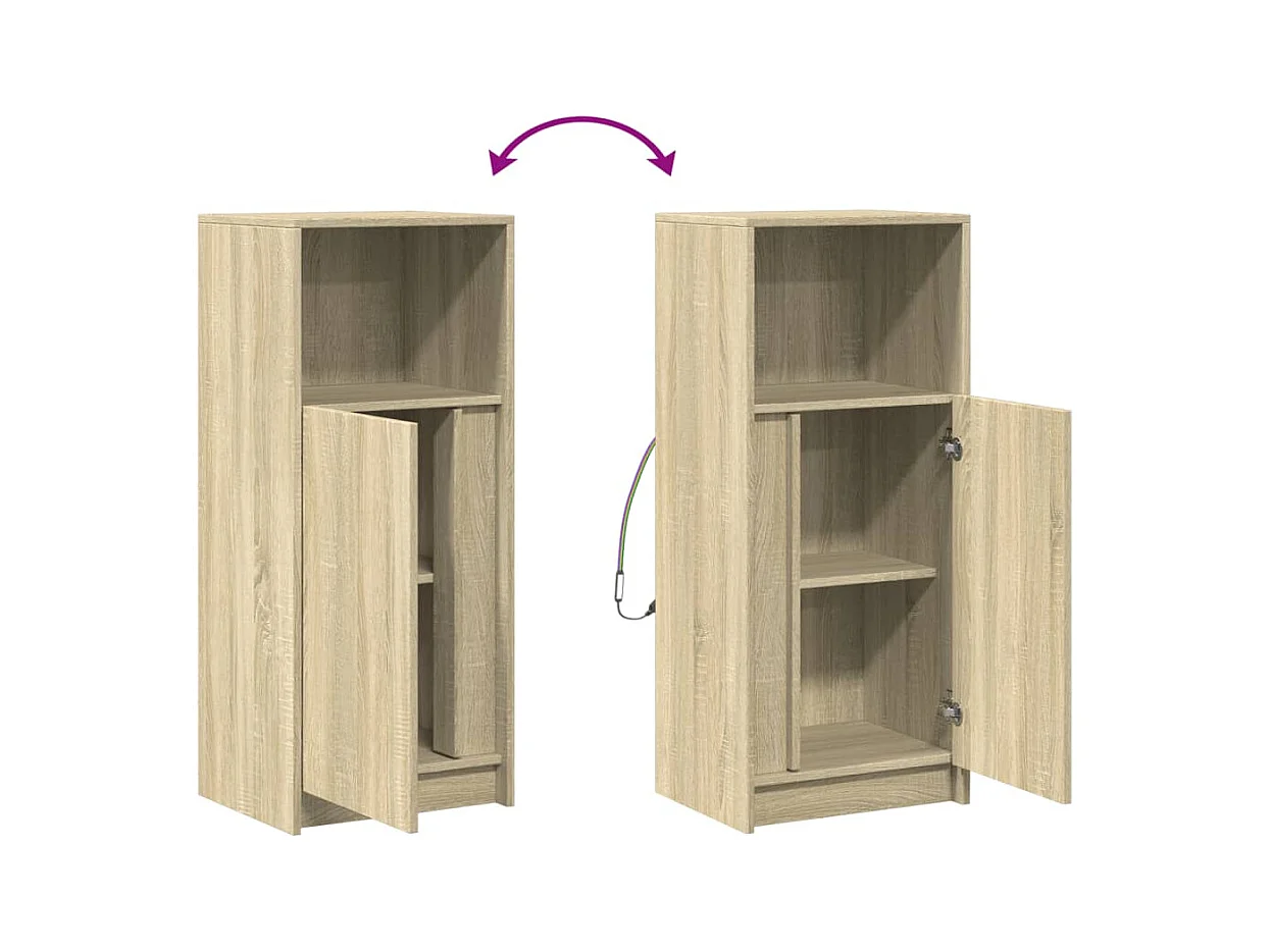 Buffet aparador cômoda armário organizador unidade cozinha sala sala com Sonoma LED 42,5 x 34 x 100 cm madeira trabalhada marrom 02_0029795