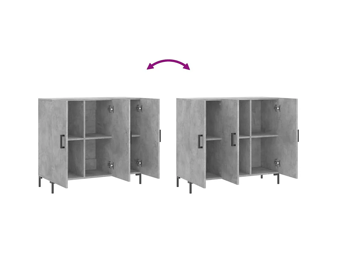 Credenza cassettiera cassettiera mobile contenitore organizer cucina soggiorno soggiorno 90 x 34 x 80 cm derivati ​​del legno grigio 02_0032123