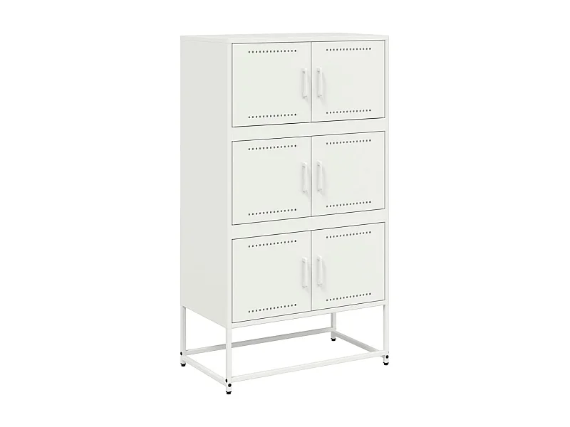 Credenza buffet cassettiera mobile contenitore organizer cucina soggiorno soggiorno 68,5 x 38,5 x 123,5 cm acciaio bianco 02_0036211