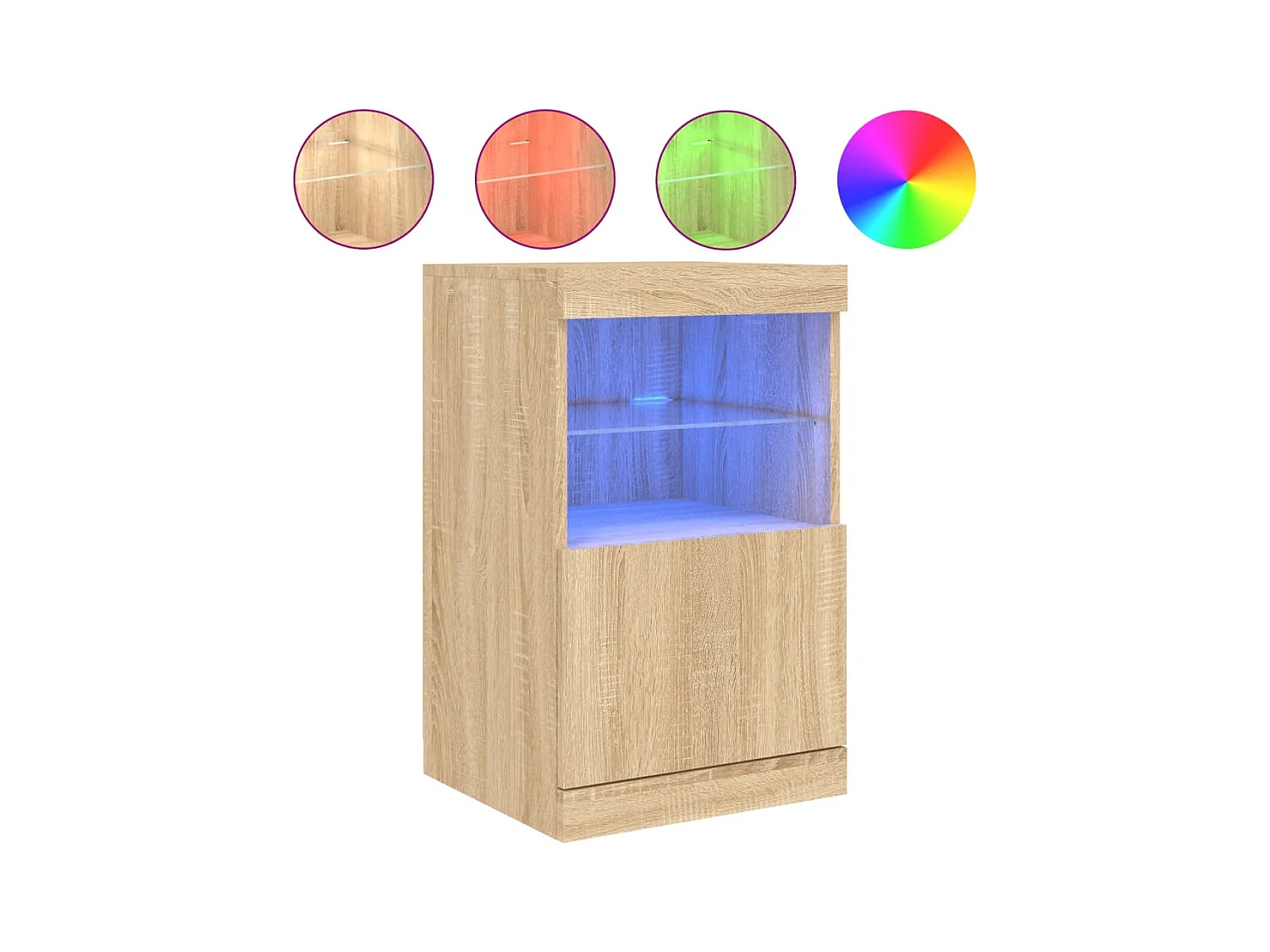 Aparador cômoda armário armário organizador cozinha sala sala com luzes LED sonoma 41 x 37 x 67 cm marrom 02_0029961