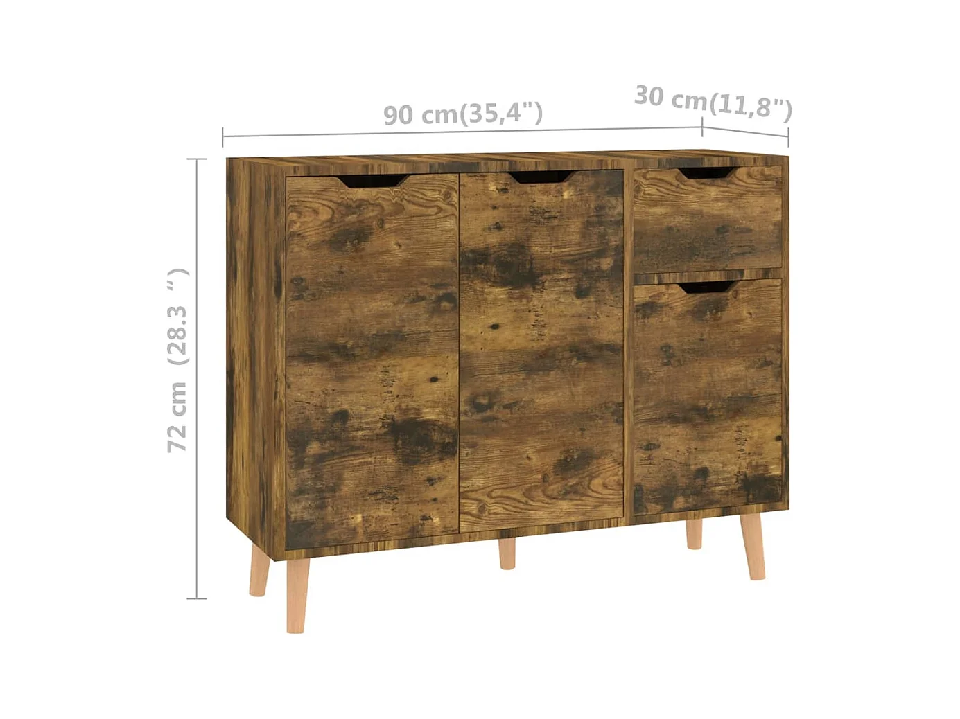 Aparador buffet cómoda mueble almacenaje organizador cocina salón salón 90 x 30 x 72 cm madera contrachapada marrón 02_0031121