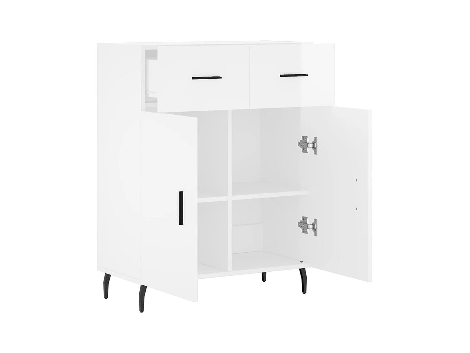 Aparador buffet cómoda mueble mueble de almacenaje organizador cocina salón brillante 69,5 x 34 x 90 cm madera contrachapada blanco 02_0030740