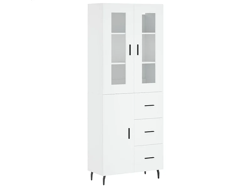 Aparador buffet cómoda armario mueble organizador cocina salón salón alto 69,5 x 34 x 180 cm madera contrachapada blanco 02_0032570